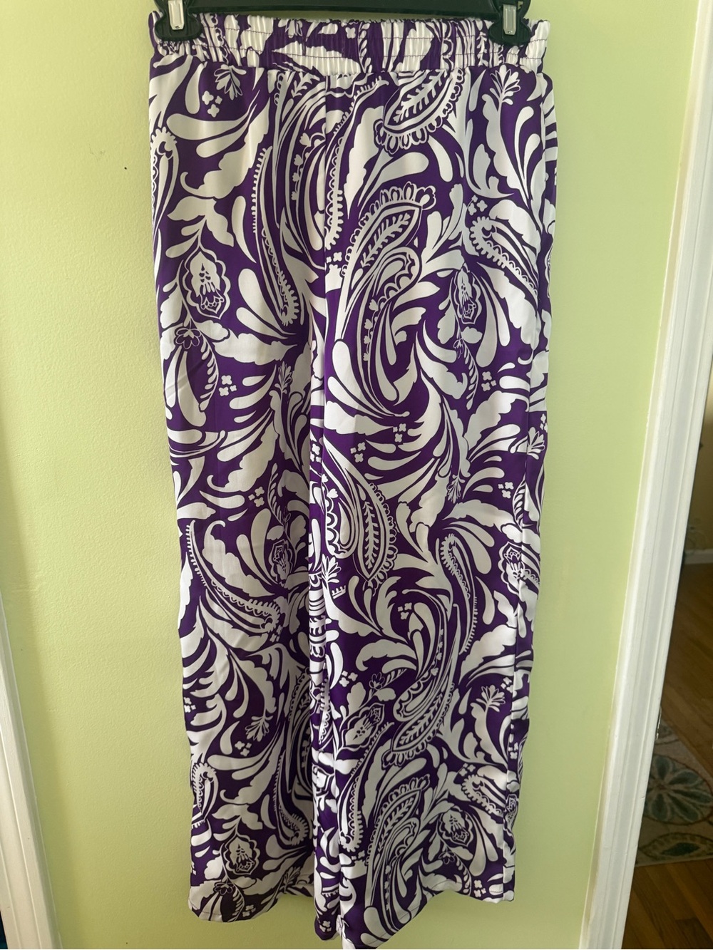 Wide-Leg Purple & White Printed Palazzo Pants